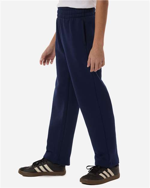 adidas AT217 Youth Fleece Sweatpants - Team Navy Blue/ White - OnModelSide