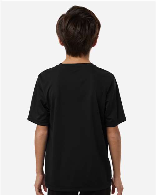 adidas AT103 Youth Pregame T-Shirt - Black - OnModelBack