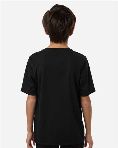 adidas AT103 Youth Pregame T-Shirt - Black - OnModelBack