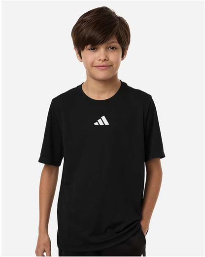 adidas AT103 Youth Pregame T-Shirt - Black - OnModelFront