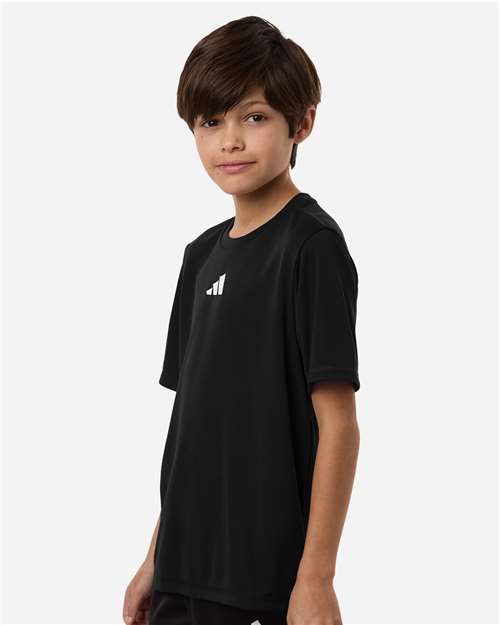 adidas AT103 Youth Pregame T-Shirt - Black - OnModelSide