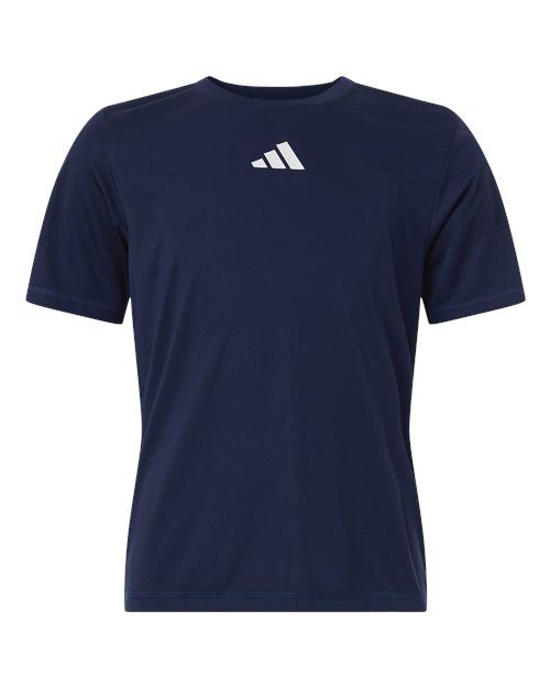 adidas AT103 Youth Pregame T-Shirt - Collegiate Navy - Front
