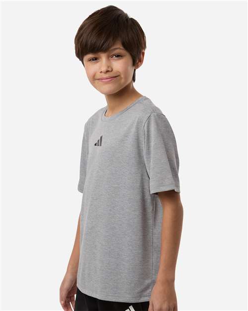 adidas AT103 Youth Pregame T-Shirt - Grey Heathered - OnModelSide
