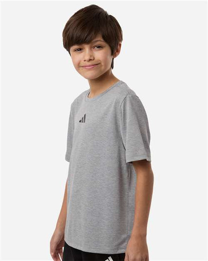 adidas AT103 Youth Pregame T-Shirt - Grey Heathered - OnModelSide
