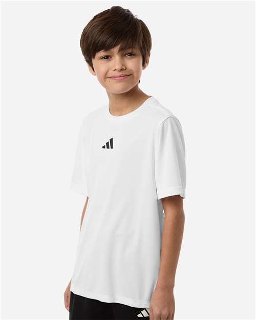 adidas AT103 Youth Pregame T-Shirt - White - OnModelSide