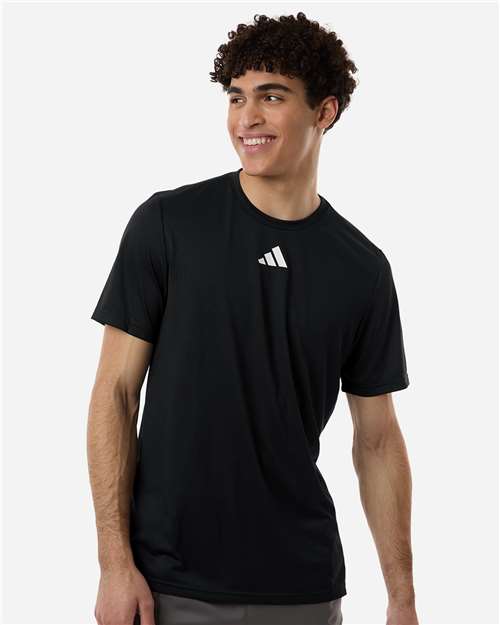 adidas AT101 Men's Pregame T-Shirt - Black/ White - OnModelFront