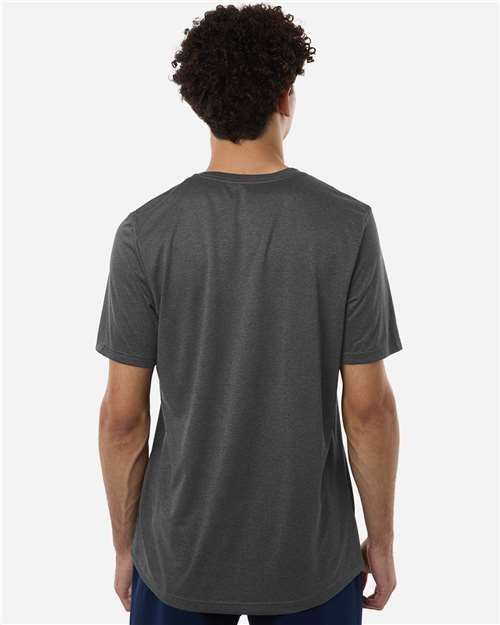 adidas AT101 Men's Pregame T-Shirt - Dark Grey Heather/ White - OnModelBack