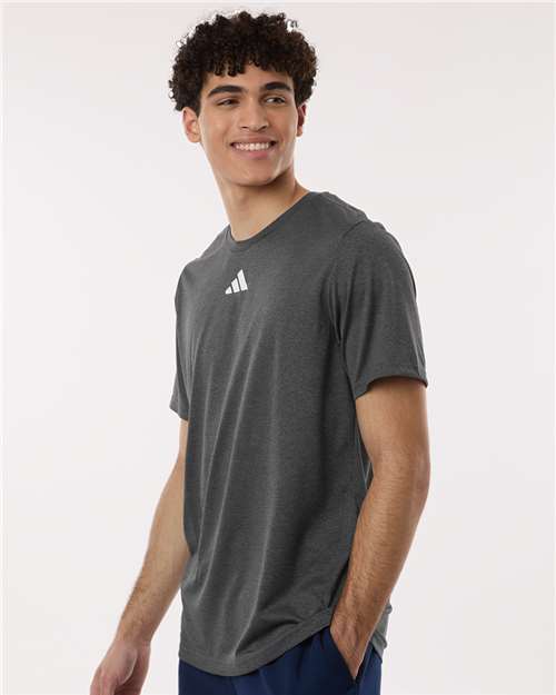 adidas AT101 Men's Pregame T-Shirt - Dark Grey Heather/ White - OnModelSide