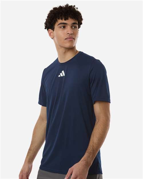 adidas AT101 Men's Pregame T-Shirt - Team Navy Blue/ White - OnModelSide