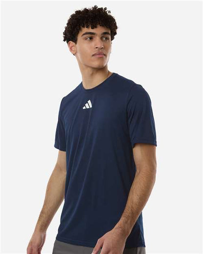 adidas AT101 Men's Pregame T-Shirt - Team Navy Blue/ White - OnModelSide