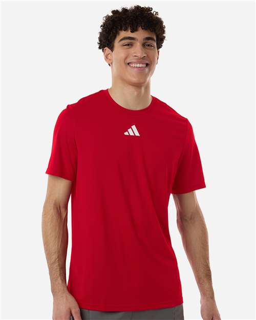 adidas AT101 Men's Pregame T-Shirt - Team Power Red/ White - OnModelFront