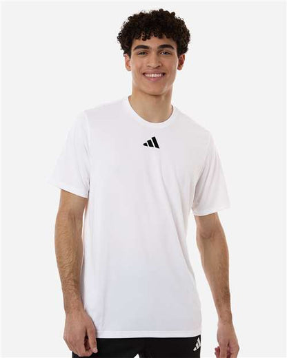 adidas AT101 Men's Pregame T-Shirt - White/ Black - OnModelFront