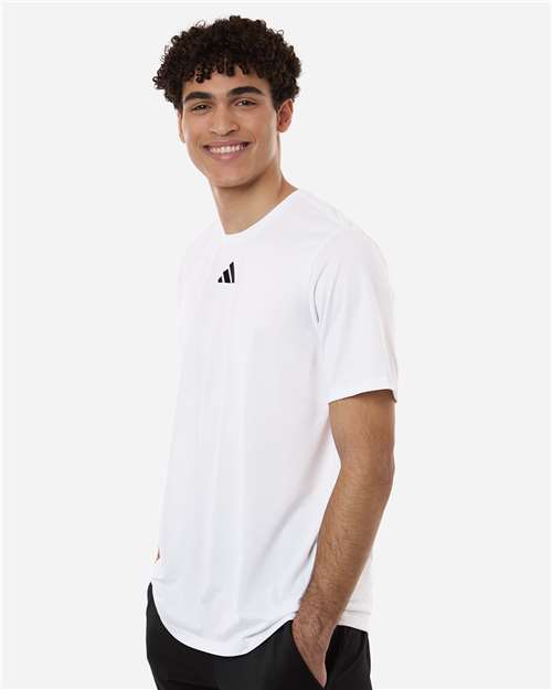 adidas AT101 Men's Pregame T-Shirt - White/ Black - OnModelSide