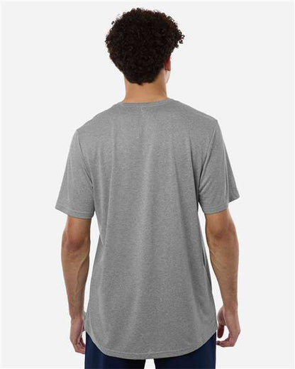 adidas AT101 Men's Pregame T-Shirt - Medium Grey Heather/ Black - OnModelBack
