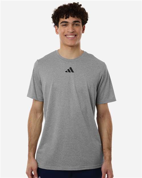 adidas AT101 Men's Pregame T-Shirt - Medium Grey Heather/ Black - OnModelFront