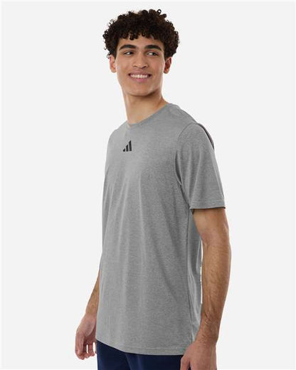 adidas AT101 Men's Pregame T-Shirt - Medium Grey Heather/ Black - OnModelSide