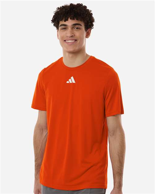 adidas AT101 Men's Pregame T-Shirt - Collegiate Orange/ White - OnModelFront