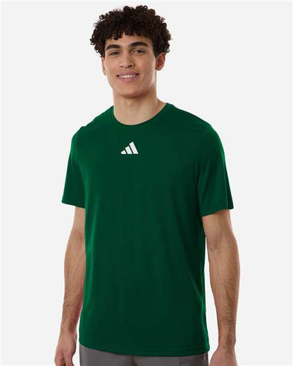 adidas AT101 Men's Pregame T-Shirt - Dark Green/ White - OnModelFront
