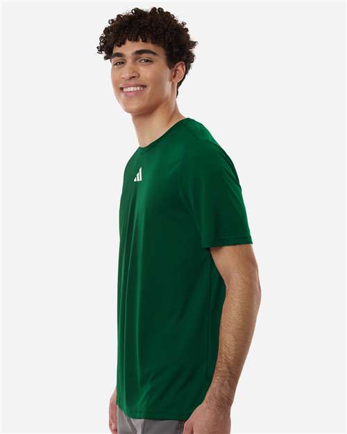 adidas AT101 Men's Pregame T-Shirt - Dark Green/ White - OnModelSide