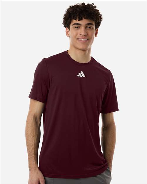 adidas AT101 Men's Pregame T-Shirt - Team Maroon/ White - OnModelFront