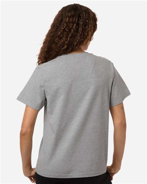 adidas AT107 Women's Fresh T-Shirt - Medium Grey Heather/ Black - OnModelBack