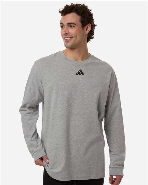 adidas AT108 Men's Fresh Long Sleeve T-Shirt - Medium Grey Heather - OnModelFront