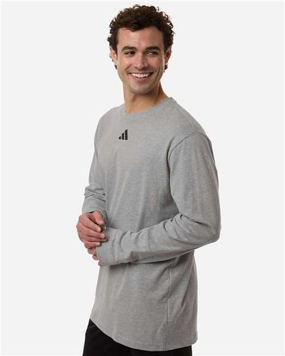 adidas AT108 Men's Fresh Long Sleeve T-Shirt - Medium Grey Heather - OnModelSide