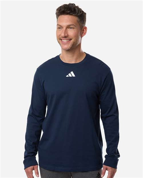 adidas AT108 Men's Fresh Long Sleeve T-Shirt - Team Navy Blue - OnModelFront