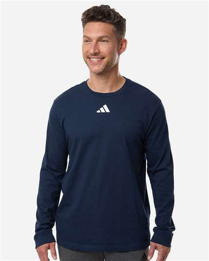 adidas AT108 Men's Fresh Long Sleeve T-Shirt - Team Navy Blue - OnModelFront