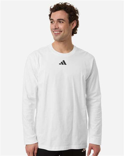 adidas AT108 Men's Fresh Long Sleeve T-Shirt - White - OnModelFront