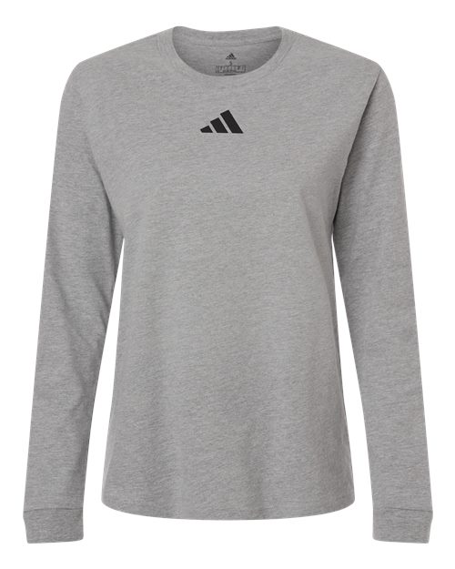 adidas AT109 Women's Fresh Long Sleeve T-Shirt - Medium Grey Heather/ Black - Front