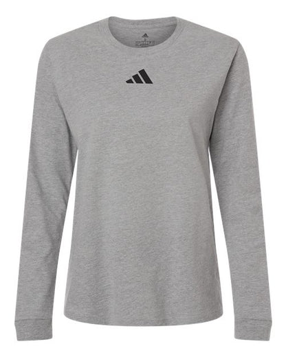 adidas AT109 Women's Fresh Long Sleeve T-Shirt - Medium Grey Heather/ Black - Front