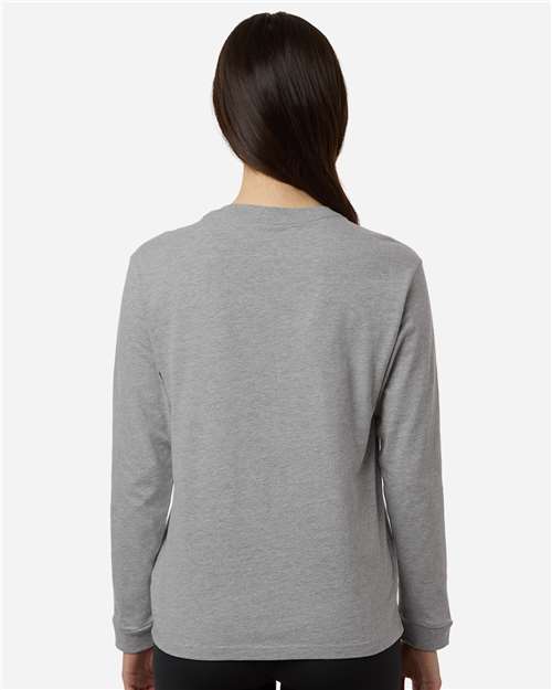adidas AT109 Women's Fresh Long Sleeve T-Shirt - Medium Grey Heather/ Black - OnModelBack