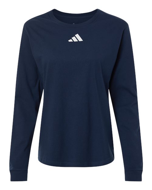 adidas AT109 Women's Fresh Long Sleeve T-Shirt - Team Navy Blue/ White - Front