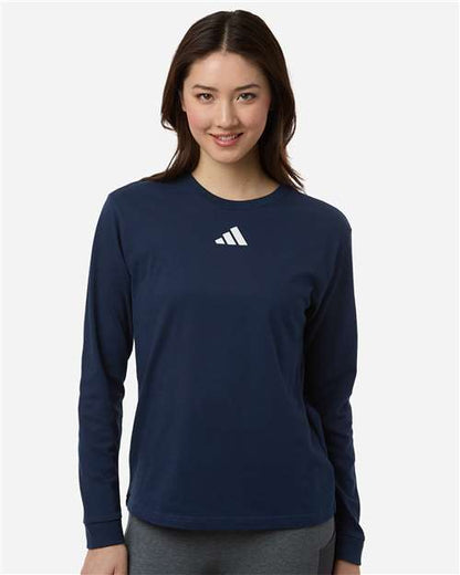 adidas AT109 Women's Fresh Long Sleeve T-Shirt - Team Navy Blue/ White - OnModelFront