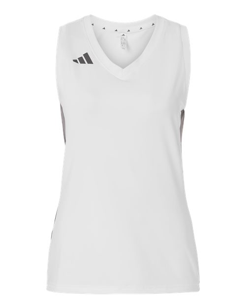 adidas AT120 Women's Quickset V-Neck Sleeveless Jersey - White - Front