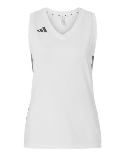 adidas AT120 Women's Quickset V-Neck Sleeveless Jersey - White - Front