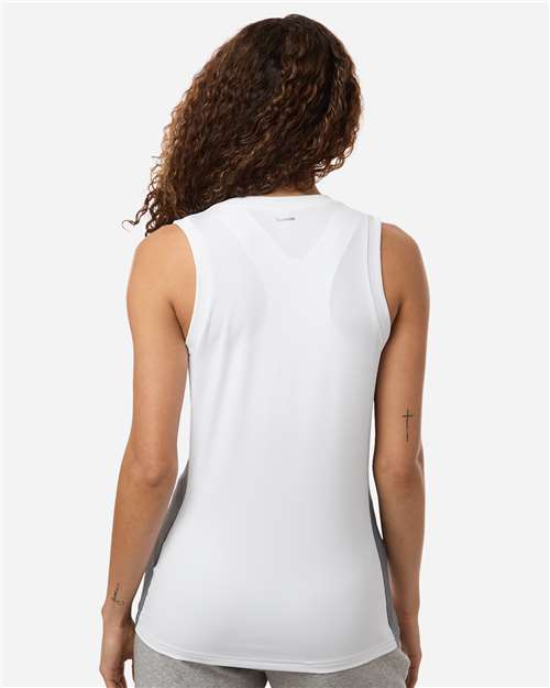adidas AT120 Women's Quickset V-Neck Sleeveless Jersey - White - OnModelBack