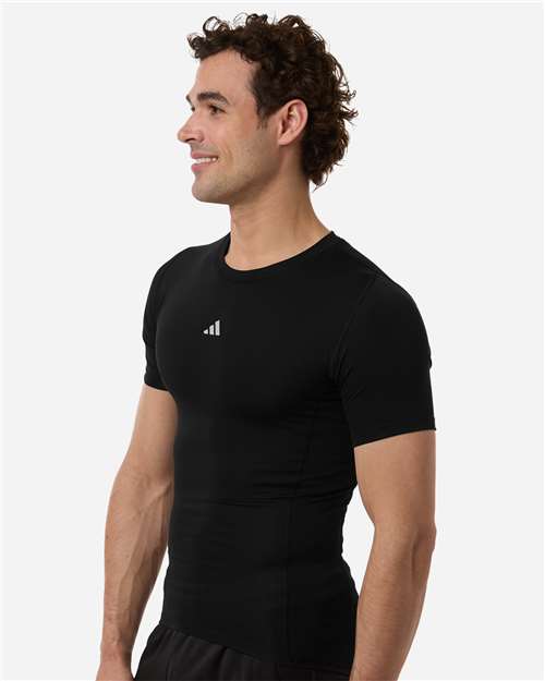 adidas AT130 Men's Techfit Compression T-Shirt - Black - OnModelSide