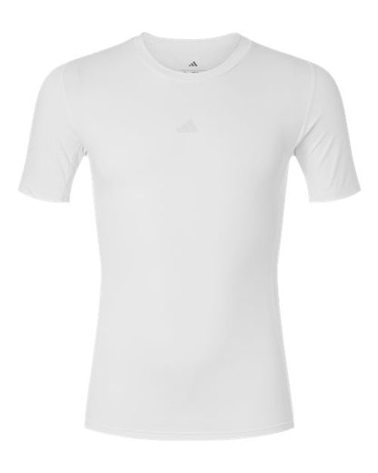 adidas AT130 Men's Techfit Compression T-Shirt - White - Front