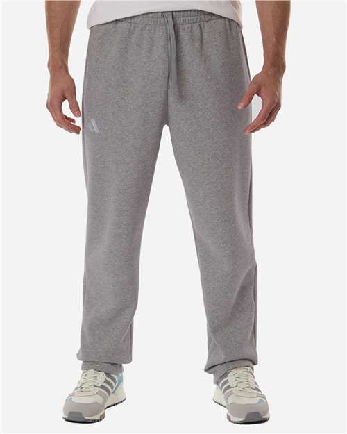 adidas AT215 Men's Fleece Sweatpants - Medium Grey Heather/ White - OnModelFront