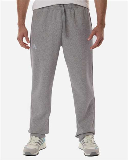 adidas AT215 Men's Fleece Sweatpants - Medium Grey Heather/ White - OnModelFront