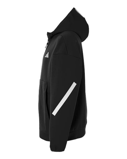 adidas AT220 Men's Z.N.E Full-Zip Hooded Sweatshirt - Black/ White - DirectSide