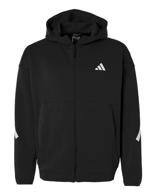 adidas AT220 Men's Z.N.E Full-Zip Hooded Sweatshirt - Black/ White - Front