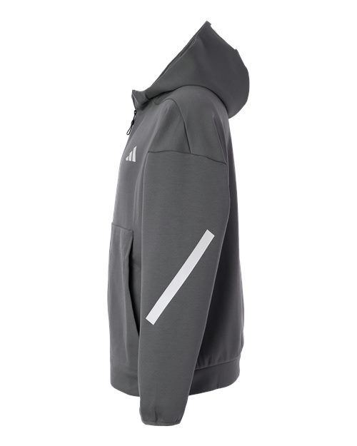 adidas AT220 Men's Z.N.E Full-Zip Hooded Sweatshirt - Team Grey Four/ White - DirectSide