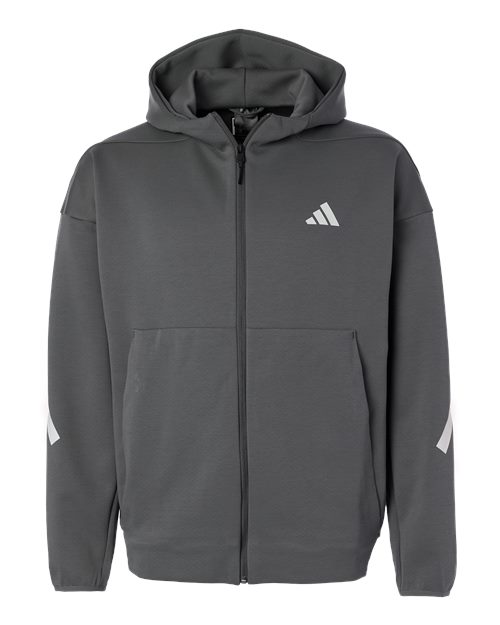 adidas AT220 Men's Z.N.E Full-Zip Hooded Sweatshirt - Team Grey Four/ White - Front