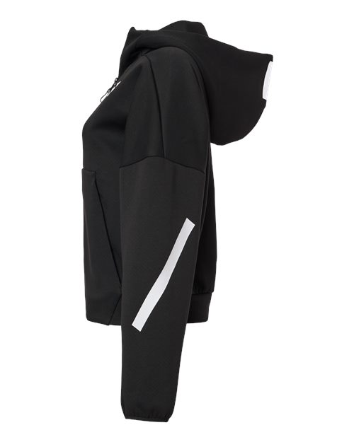 adidas AT221 Women's Z.N.E Full-Zip Hooded Sweatshirt - Black/ White - DirectSide