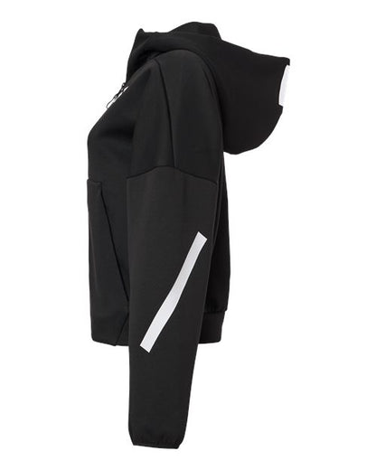 adidas AT221 Women's Z.N.E Full-Zip Hooded Sweatshirt - Black/ White - DirectSide