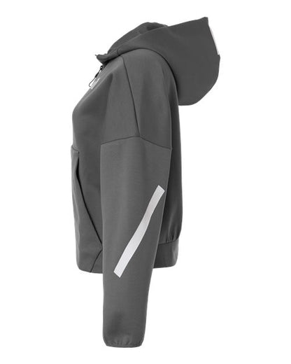 adidas AT221 Women's Z.N.E Full-Zip Hooded Sweatshirt - Team Grey Four/ White - DirectSide