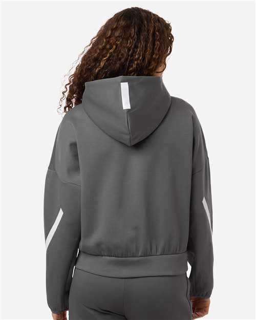 adidas AT221 Women's Z.N.E Full-Zip Hooded Sweatshirt - Team Grey Four/ White - OnModelBack